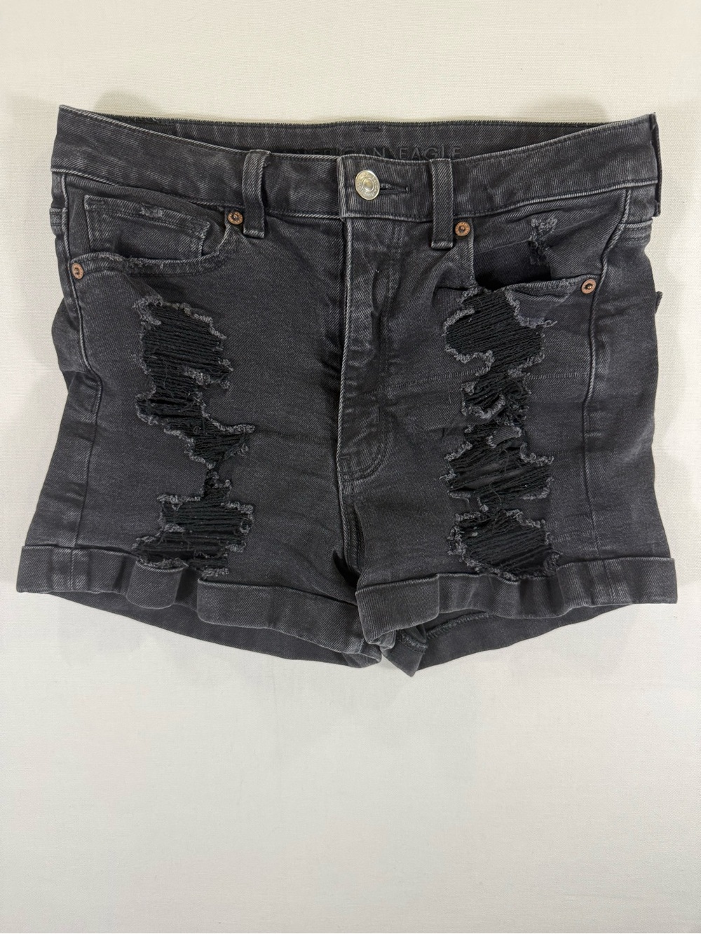 American Eagle Outfitters Black Ripped Denim Shorts